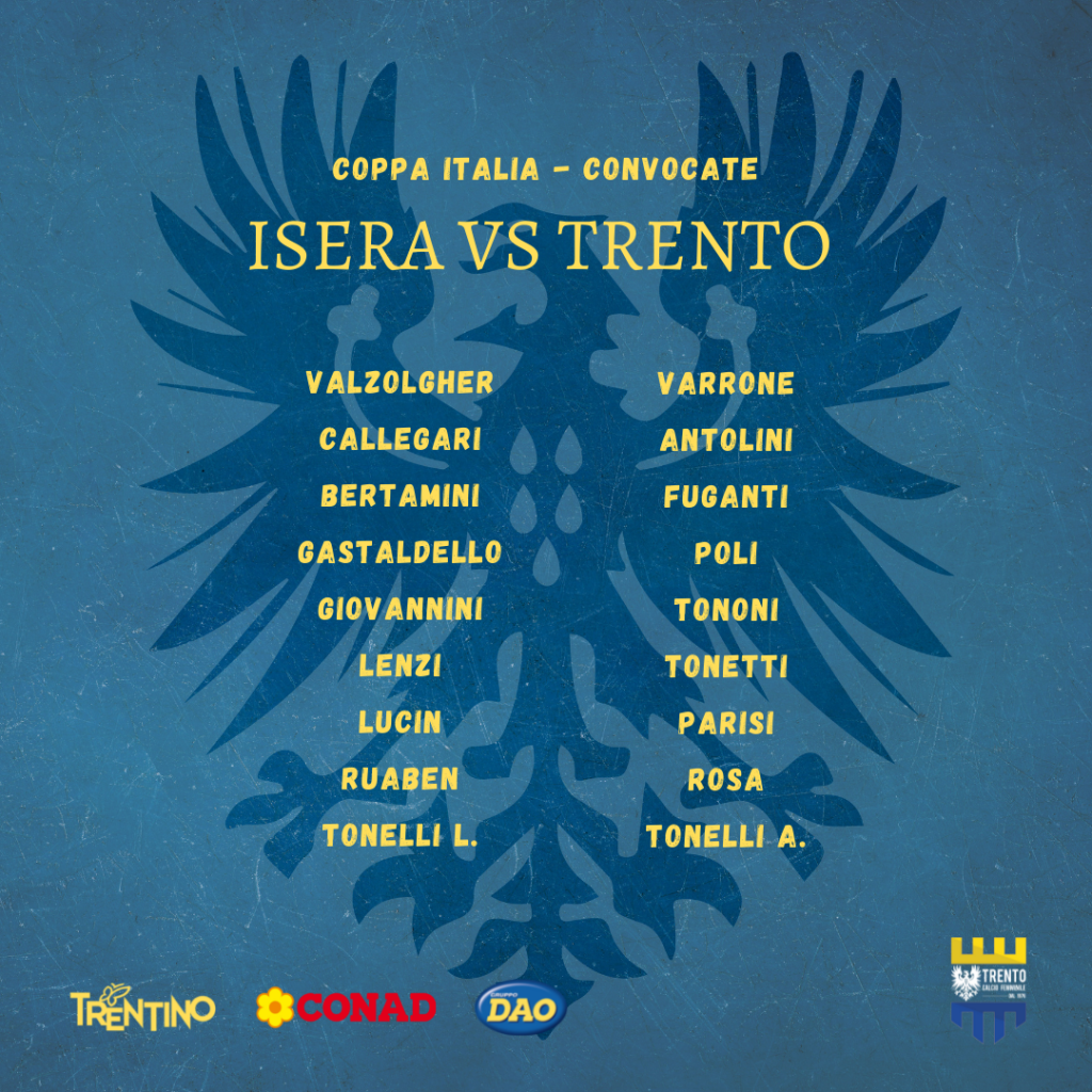 Convocate TRENTO - ISERA (Coppa Italia) stagione 2021/2022
